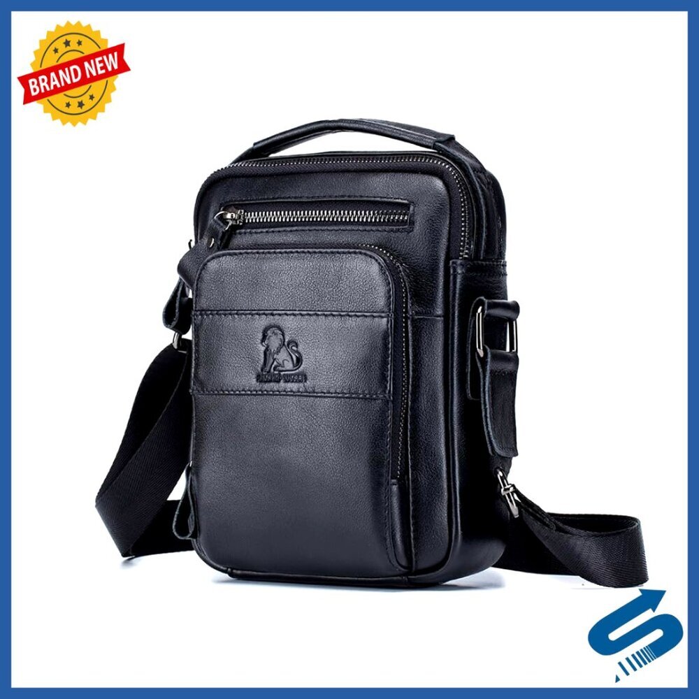 Genuine Leather Crossbody Bag with Multiple Pockets for Everyday Carry